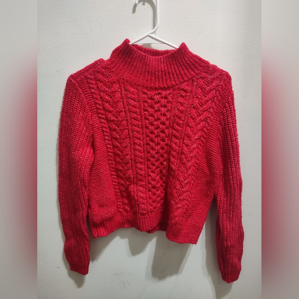 Loft red knitted turtleneck sweater